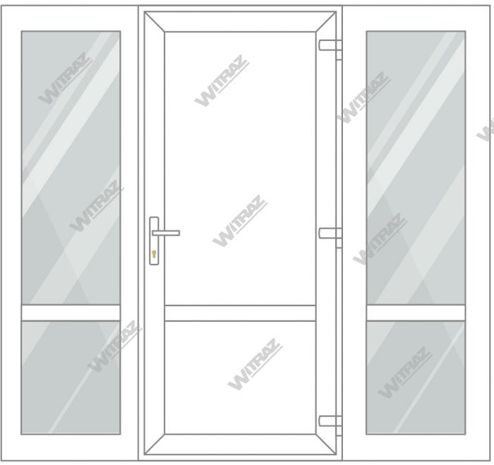 Entrédörrar i PVC med 2 sidofönster - Dörr (PVC + PVC) + 2 Sidor (glas + glas)