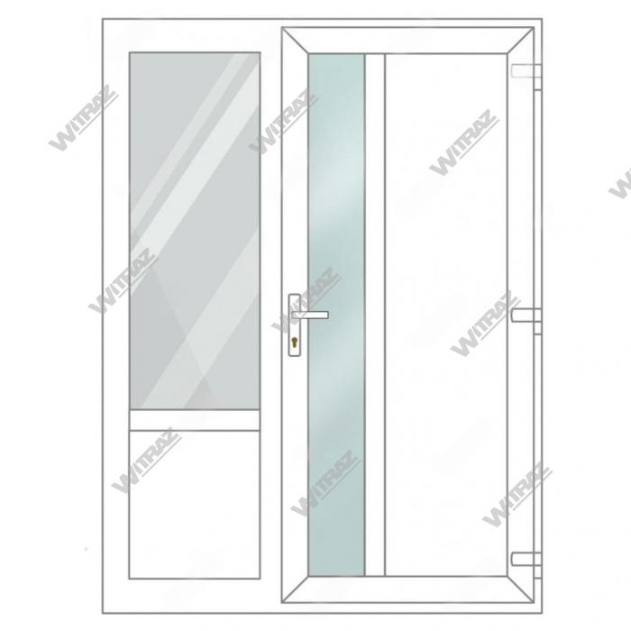 Entrédörrar i PVC med sidofönster - Dörr (matt glas + PVC) + Sida (glas + PVC)