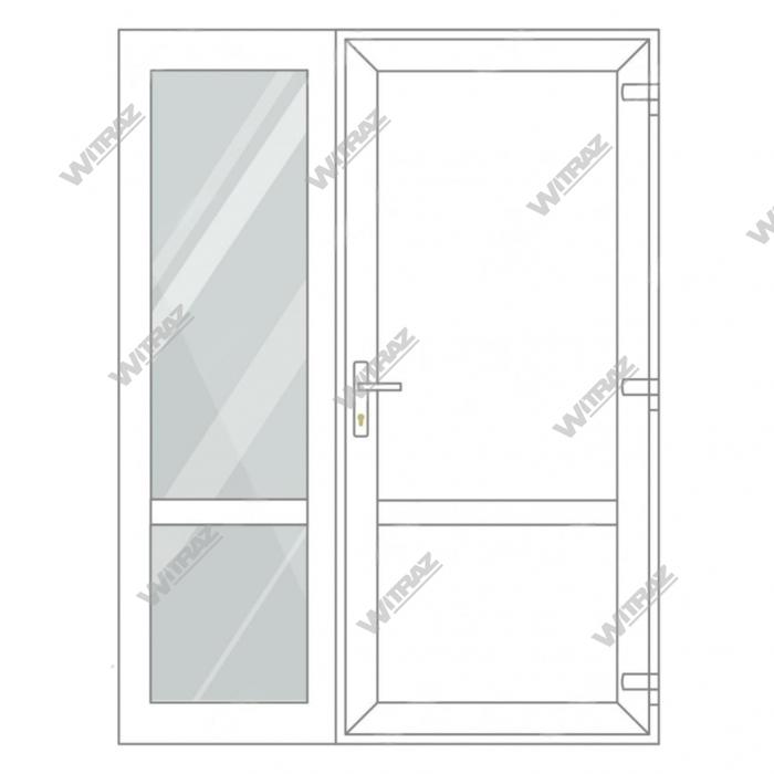 Entrédörrar i PVC med sidofönster - Dörr (PVC + PVC) + Sida (glas + glas)