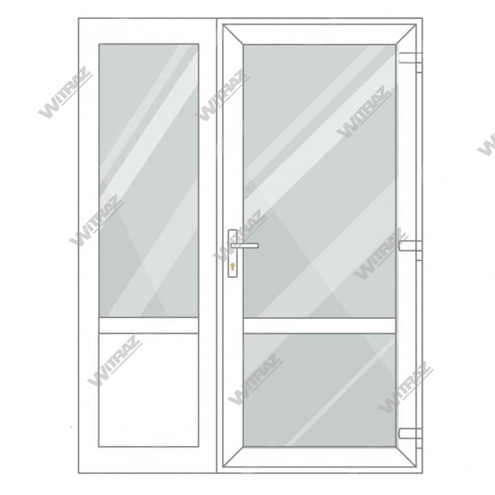 Entrédörrar i PVC med sidofönster - Dörr (glas + glas) + Sida (glas + PVC)