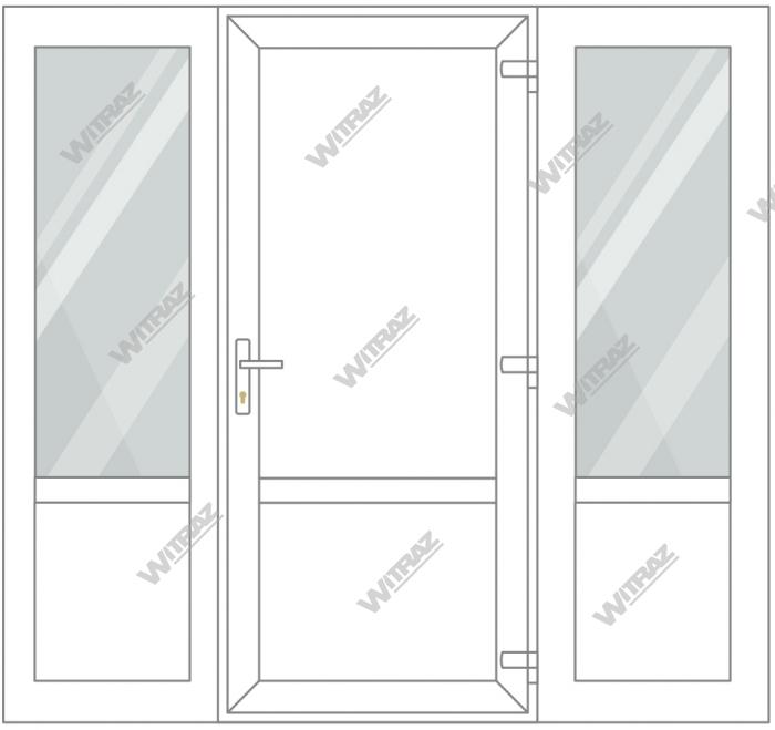 Entrédörrar i PVC med 2 sidofönster - Dörr (PVC + PVC) + 2 Sidor (glas + PVC)