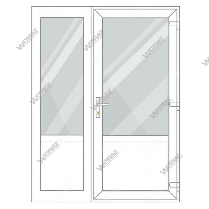 Entrédörrar i PVC med sidofönster - Dörr (glas + PVC) + Sida (glas + PVC)