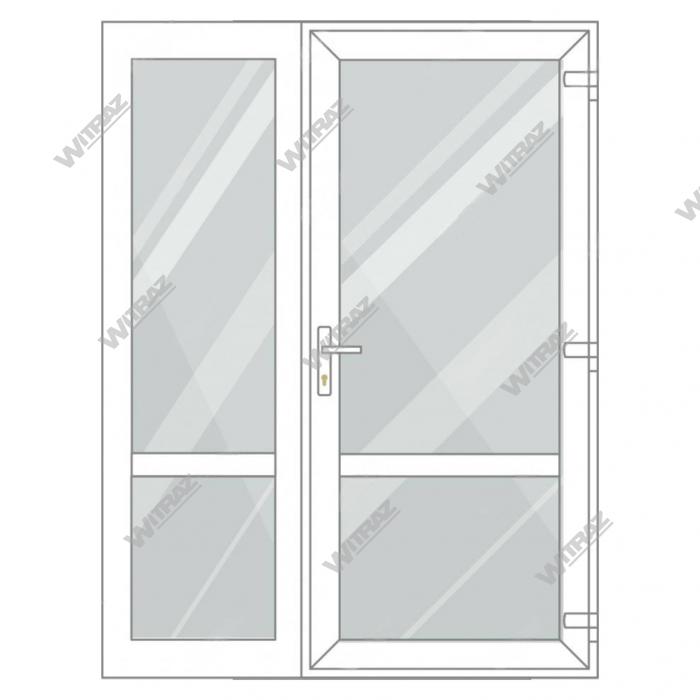 Entrédörrar i PVC med sidofönster - Dörr (glas + glas) + Sida (glas + glas)