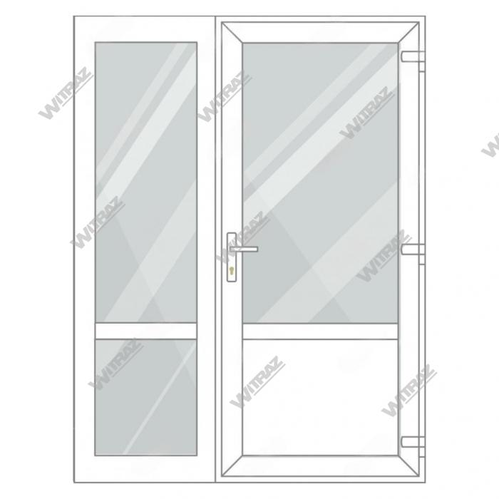 Entrédörrar i PVC med sidofönster - Dörr (glas + PVC) + Sida (glas + glas)
