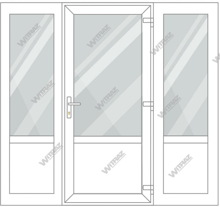 Entrédörrar i PVC med 2 sidofönster - Dörr (glas + PVC) + 2 Sidor (glas + PVC)