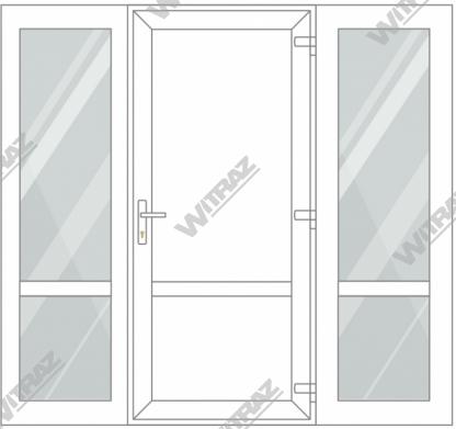  Entrédörrar i PVC med 2 sidofönster - Dörr (PVC + PVC) + 2 Sidor (glas + glas)