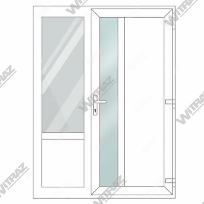  Entrédörrar i PVC med sidofönster - Dörr (matt glas + PVC) + Sida (glas + PVC)