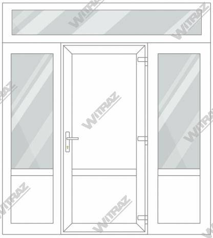  Entrédörrar i PVC med 2 sidofönster och 1 toppfönster - Dörr (PVC + PVC) + 2 Sidor (glas + PVC) + Övre fönster (glas)