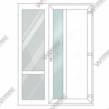  Entrédörrar i PVC med sidofönster - Dörr (matt glas + PVC) + Sida (glas + glas)