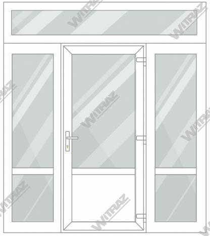  Entrédörrar i PVC med 2 sidofönster och 1 toppfönster - Dörr (glas + PVC) + 2 Sidor (glas + glas) + Övre fönster (glas)