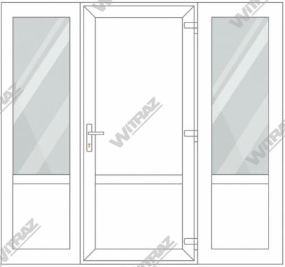  Entrédörrar i PVC med 2 sidofönster - Dörr (PVC + PVC) + 2 Sidor (glas + PVC)