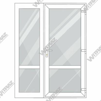  Entrédörrar i PVC med sidofönster - Dörr (glas + glas) + Sida (glas + glas)