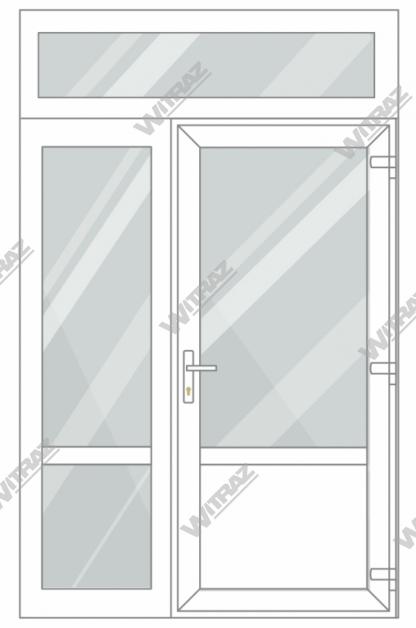  Entrédörrar i PVC med 1 sidofönster och 1 toppfönster - Dörr (glas + PVC) + Sida (glas + glas) + Övre fönster (glas)