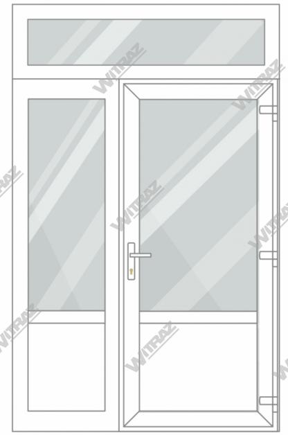  Entrédörrar i PVC med 1 sidofönster och 1 toppfönster - Dörr (glas + PVC) + Sida (glas + PVC) + Övre fönster (glas)