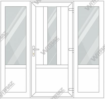  Entrédörrar i PVC med 2 sidofönster - Dörr  ((PVC + glas + PVC) + PVC)) + 2 Sidor (glas + PVC)