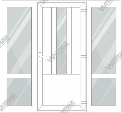  Entrédörrar i PVC med 2 sidofönster - Dörr  ((PVC + glas + PVC) + PVC)) + 2 Sidor (glas + glas)