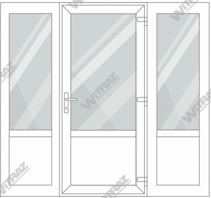 Entrédörrar i PVC med 2 sidofönster - Dörr (glas + PVC) + 2 Sidor (glas + PVC)