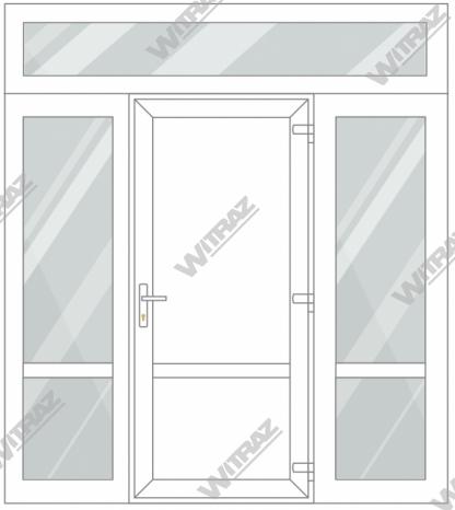  Entrédörrar i PVC med 2 sidofönster och 1 toppfönster - Dörr (PVC + PVC) + 2 Sidor (glas + glas) + Övre fönster (glas)