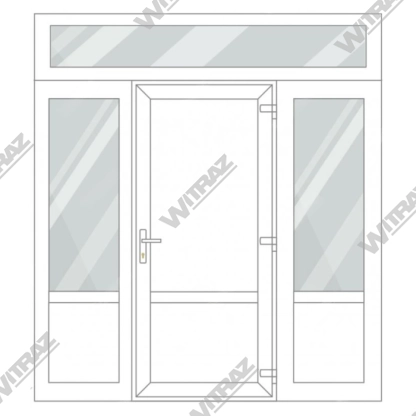  Entrédörrar i PVC med 2 sidofönster och 1 toppfönster - Dörr (PVC + PVC) + 2 Sidor (glas + PVC) + Övre fönster (glas)